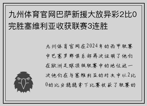 九州体育官网巴萨新援大放异彩2比0完胜塞维利亚收获联赛3连胜